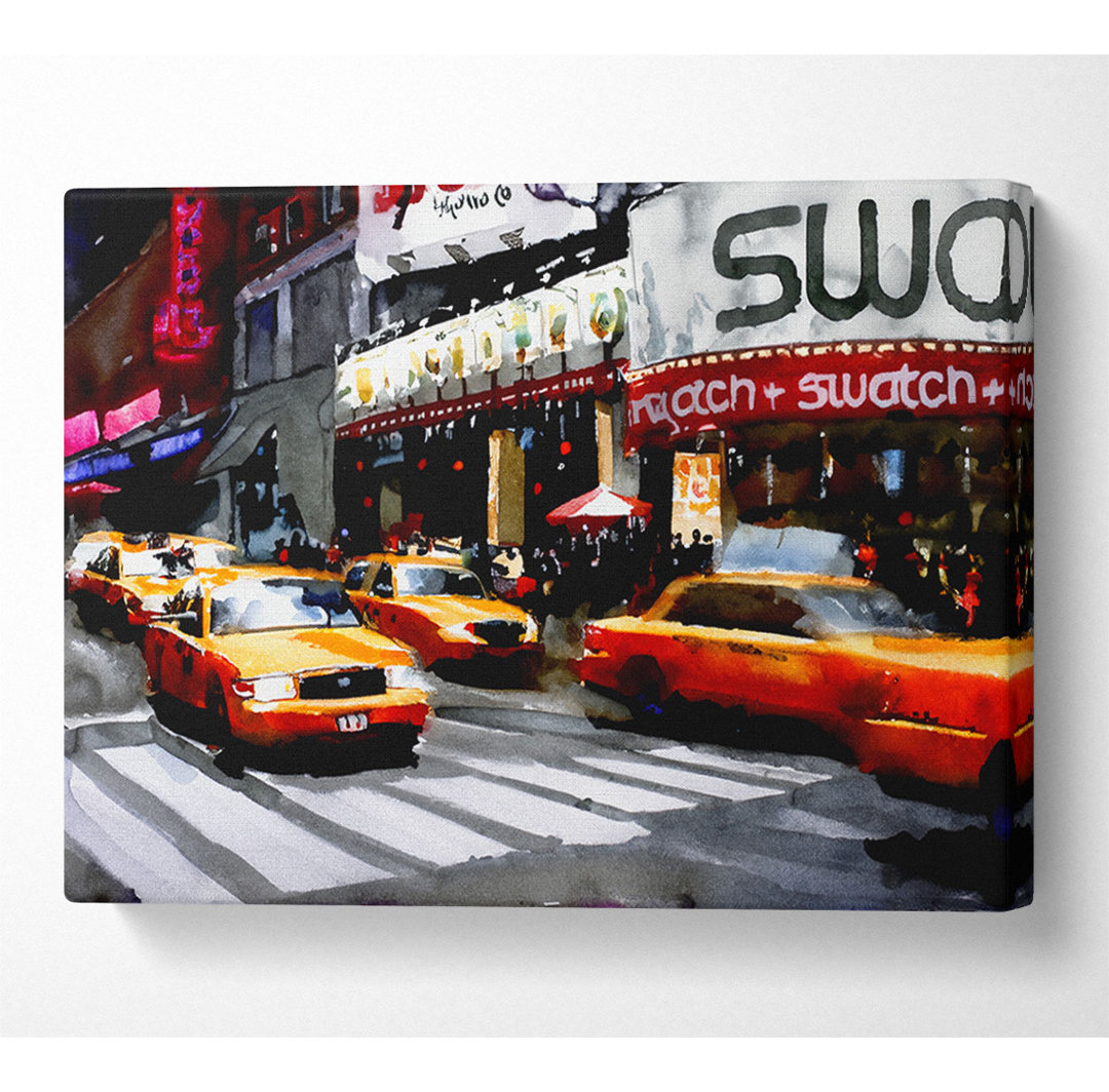 New York City 5Th Avenue Yellow Cabs - Kunstdrucke auf Leinwand