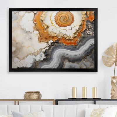 Géode de pierre beige et jaune sur toile