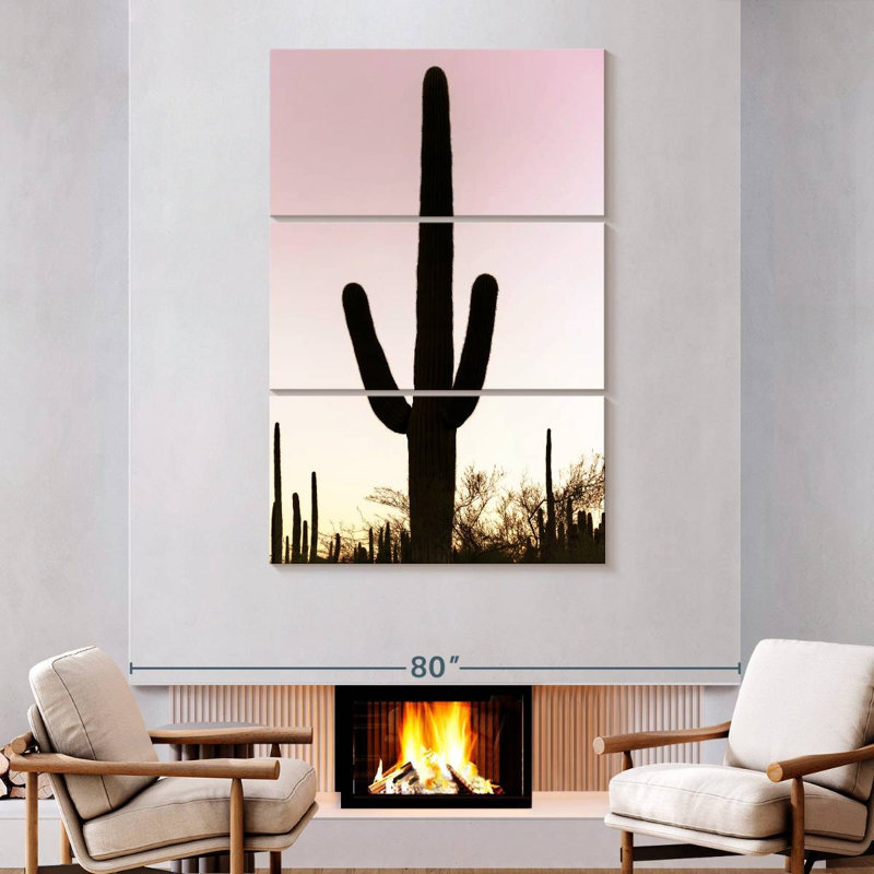 Harnek cactus rose coucher de soleil, H 74 po x l 48 po