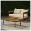 Ensemble de causeuse et table basse en bois d'acacia moderne - Mobilier de patio beige pour petits espaces