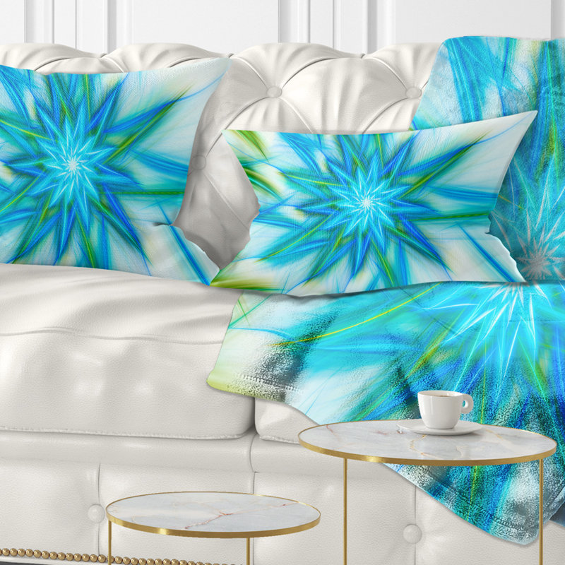 Coussin décoratif à imprimé abstrait bleu et brillant