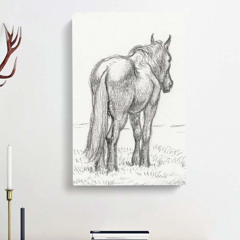 Standing Horse by Jean Bernard - Wrapped Canvas Drawing - Wrapped Canvas, 76cm H x 50cm W x 3cm D