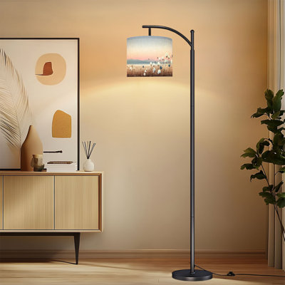 Lampe sur pied à arc avec abat-jour réglable plage moderne bord de mer océan nature bleu floral lever de soleil coucher de soleil sur pied Zen