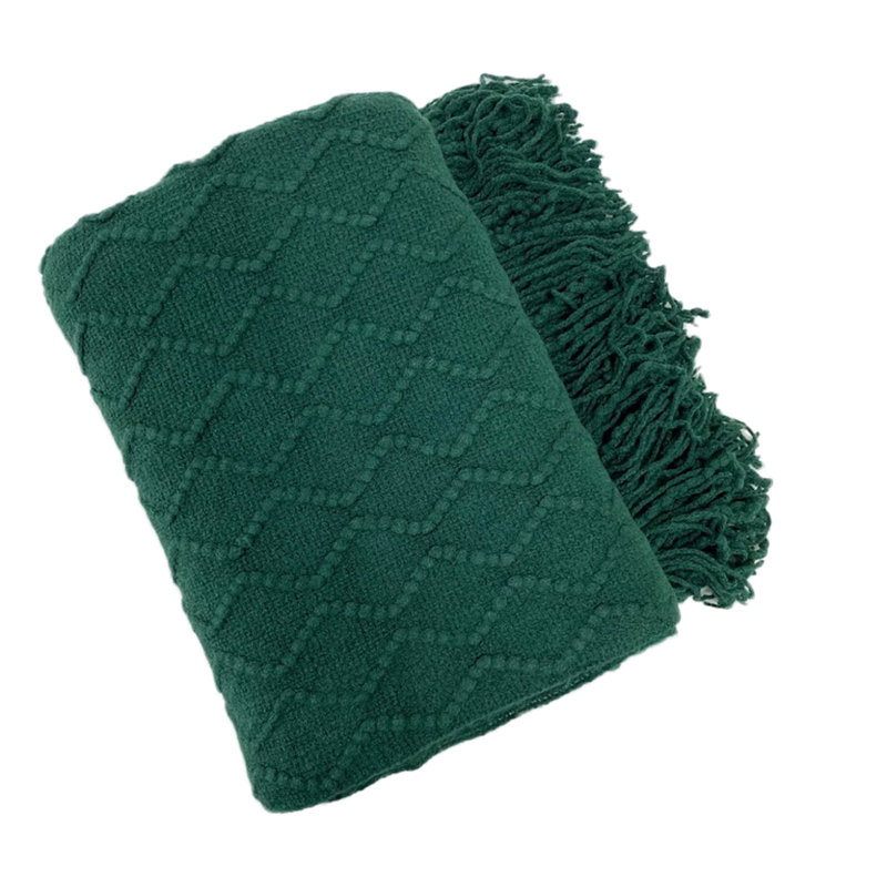 Knitted Throw Blanket, Olive