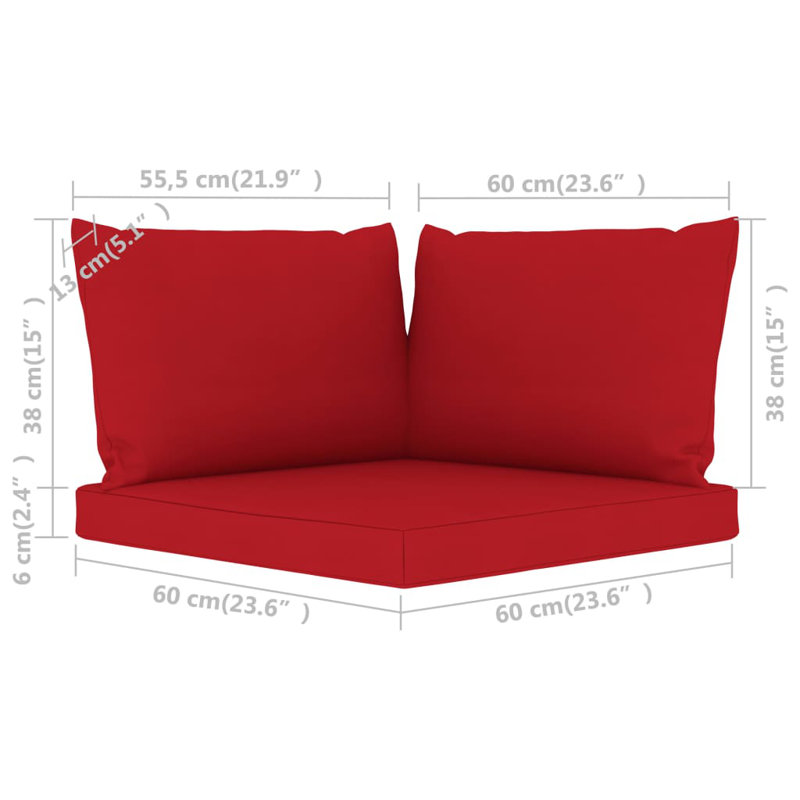 Latitude Run® Pallet Sofa Cushions 3 Pcs Cream White Fabric, Red