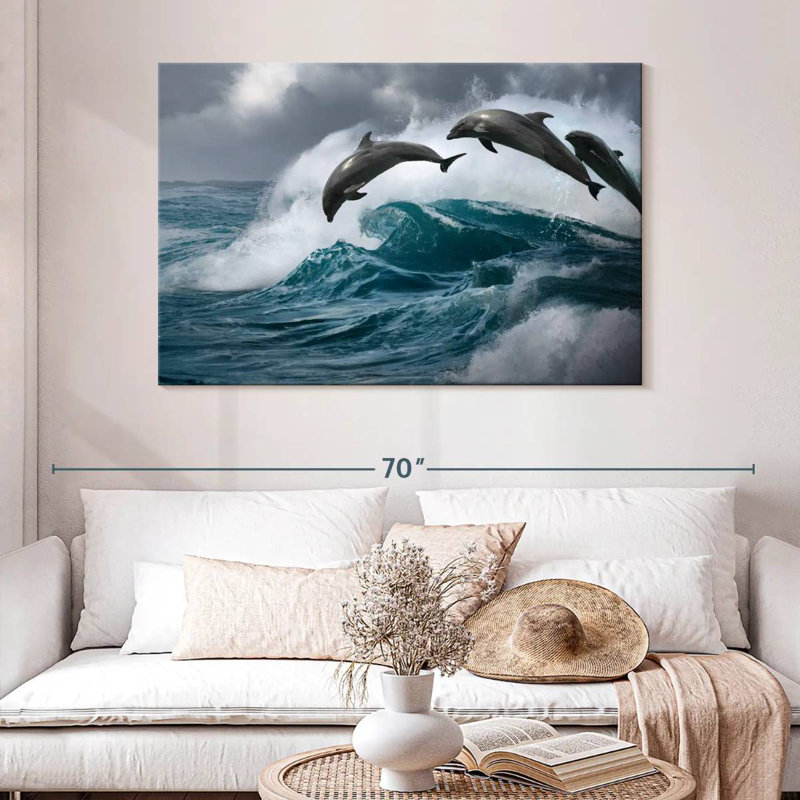 Leaping Dolphins, 32" H x 48" W