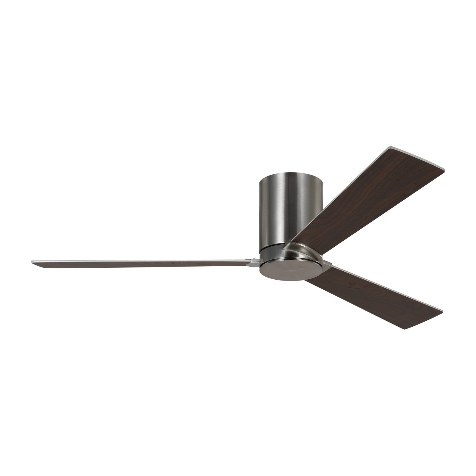Salma 3 Blade Ceiling Fan, Silver/American Walnut Reversible Blades, Brushed Steel, 9.3" H x 52" W