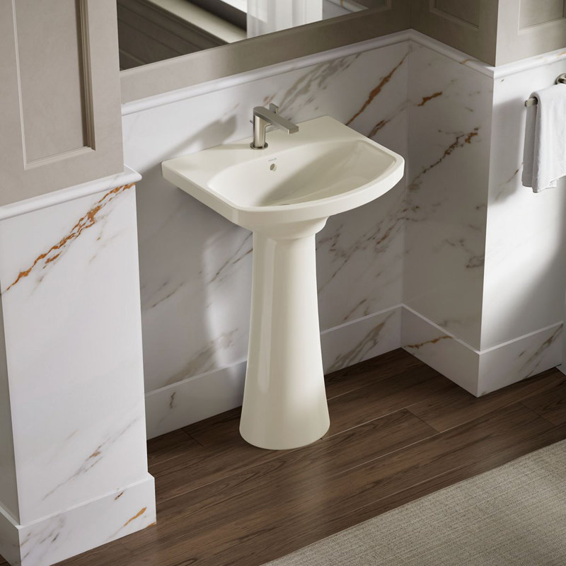 Cimarron Pedestal Bathroom Sink, Biscuit