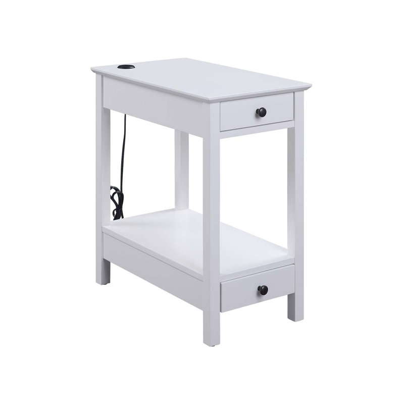Table d'appoint polyvalente en bois avec USB et plusieurs options de rangement