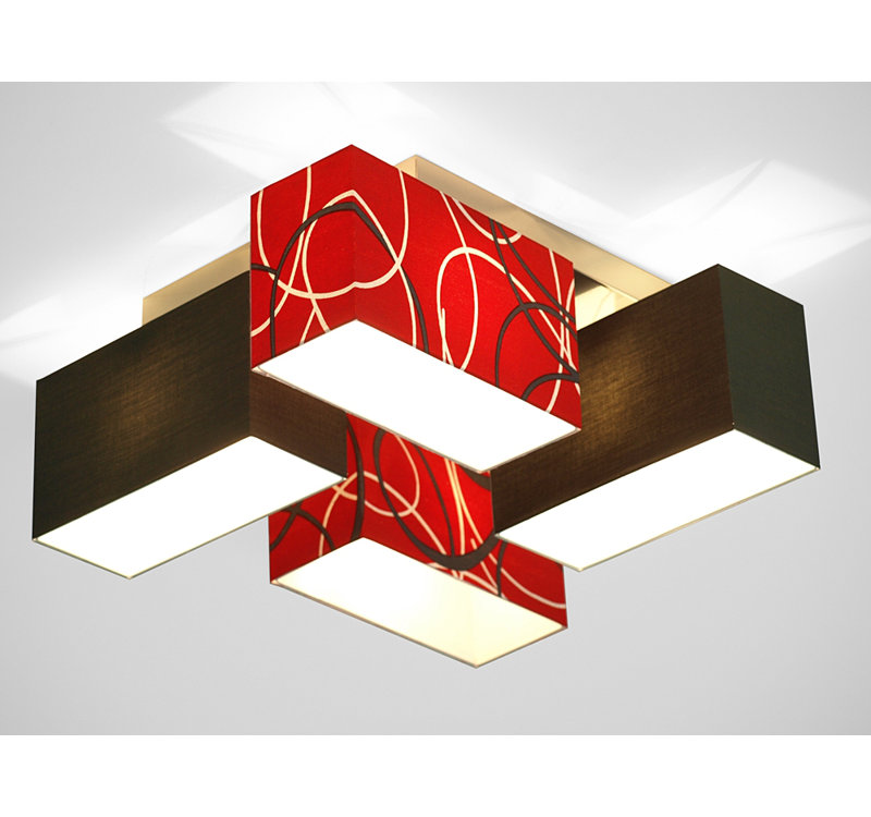Seaton Semi Flush Mount, Rot/Graphit, Hellbraun