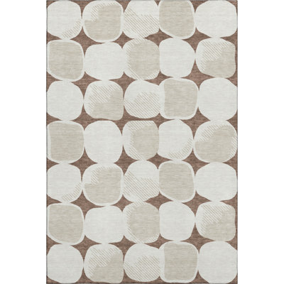 Premium Machine Washable Prisco Brown Rug