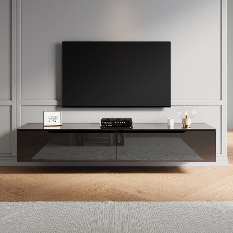 LED TV cabinet Stand for TVs, 30cm H x 180cm W x 35cm D, Black
