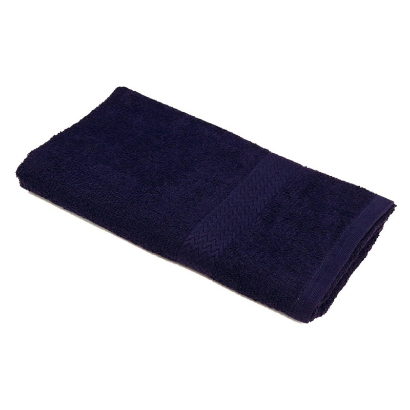ISC Collection Ring Spun Dobby Border 100% Cotton Hand Towel Set By Rifz, Navy Blue