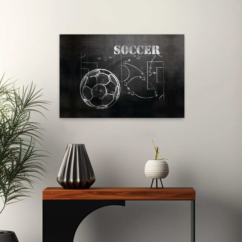 Le soccer joue l'art contemporain, H 16 po x l 24 po