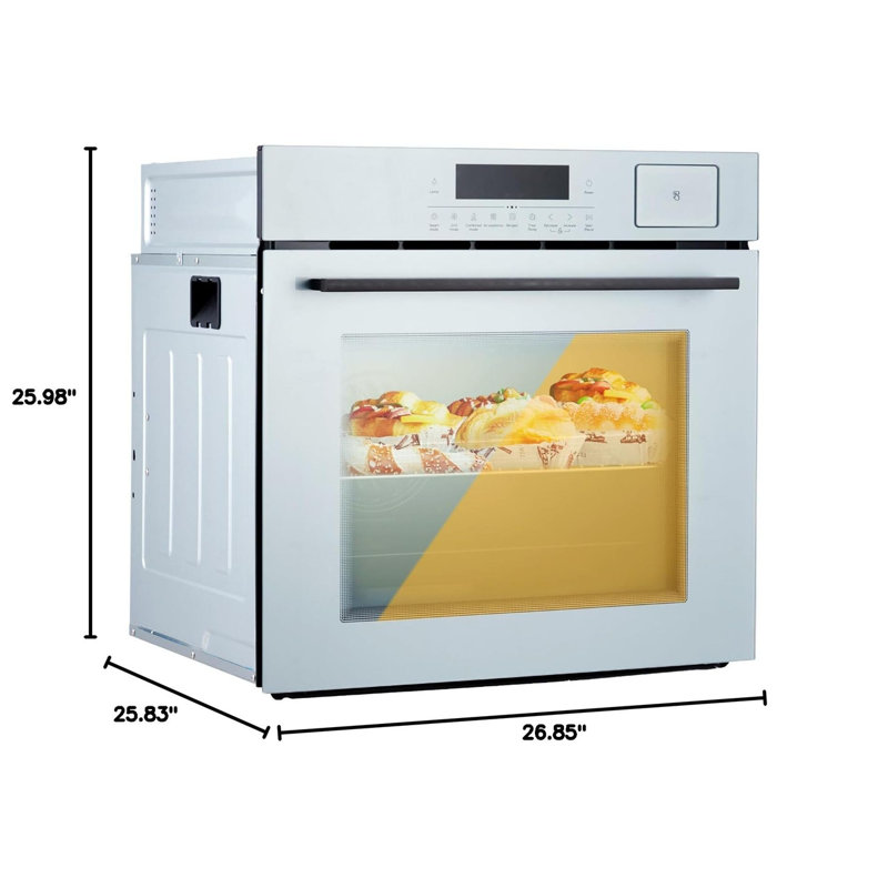 24" Built-In Single Wall Oven, 2.5 cu ft Capacity – Electric Oven with Steam Bake, Air Fry & 3D Convection, Touch Controls, Triple-Layer Glass Door, 3000W 240V, Black