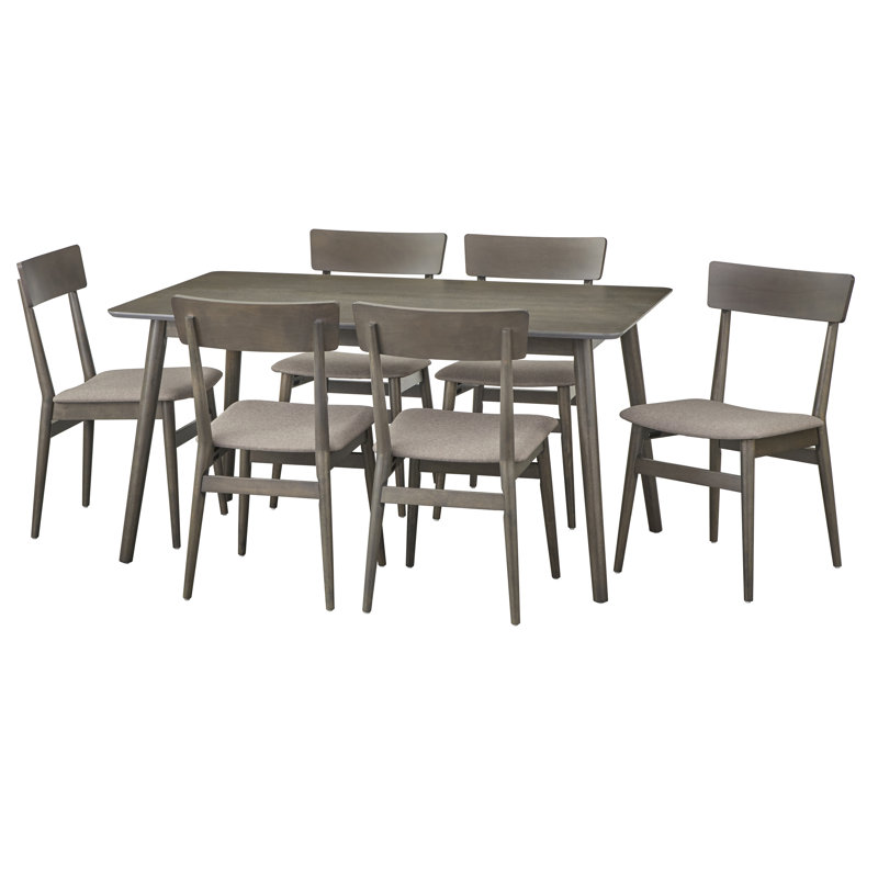 Middlebury Dining Set, 7 Pieces: 1 Table, 6 Chairs, Gray