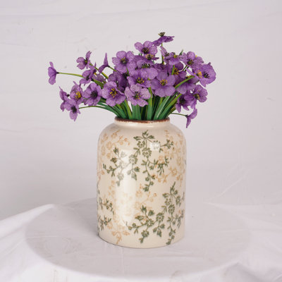 7.8 '' H Green Floral Ceramic Vase, Perfect Flower Vase And Table Vase For Modern Living