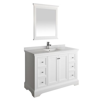 Red Barrel StudioÂ® Armarion 48"" Free-Standing Single Sink Bathroom Vanity Set with Mirror -  Fresca, FVN2448WHM