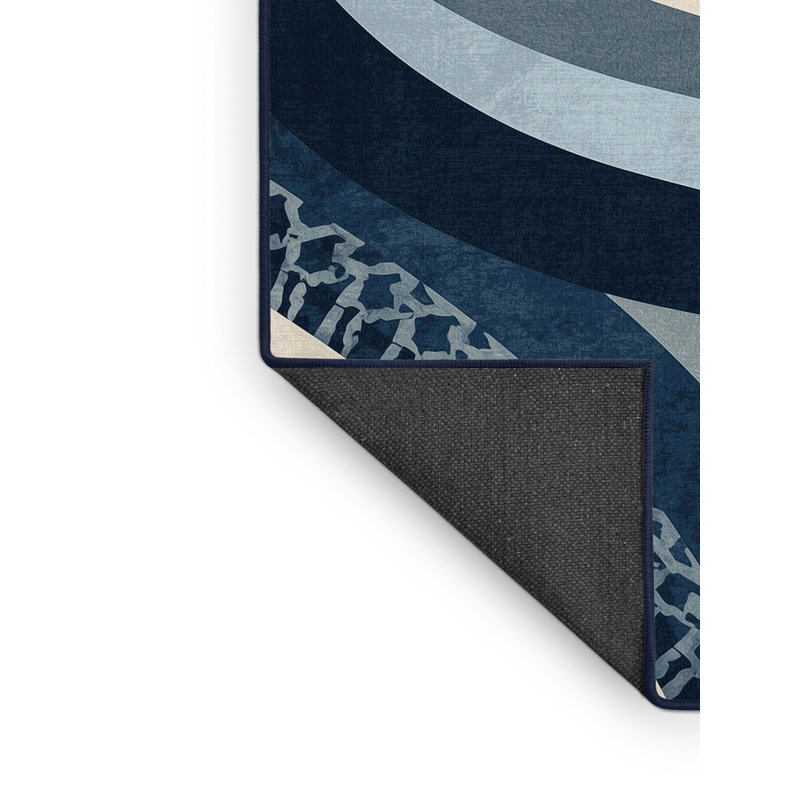 Tapis arty déco moelleux et moelleux rose Tawhiri - bleu marine, 8 x 12