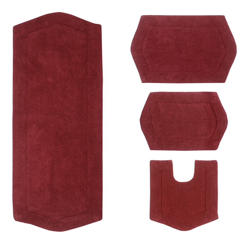 Morissette 4 Piece Bath Rug Set, Red