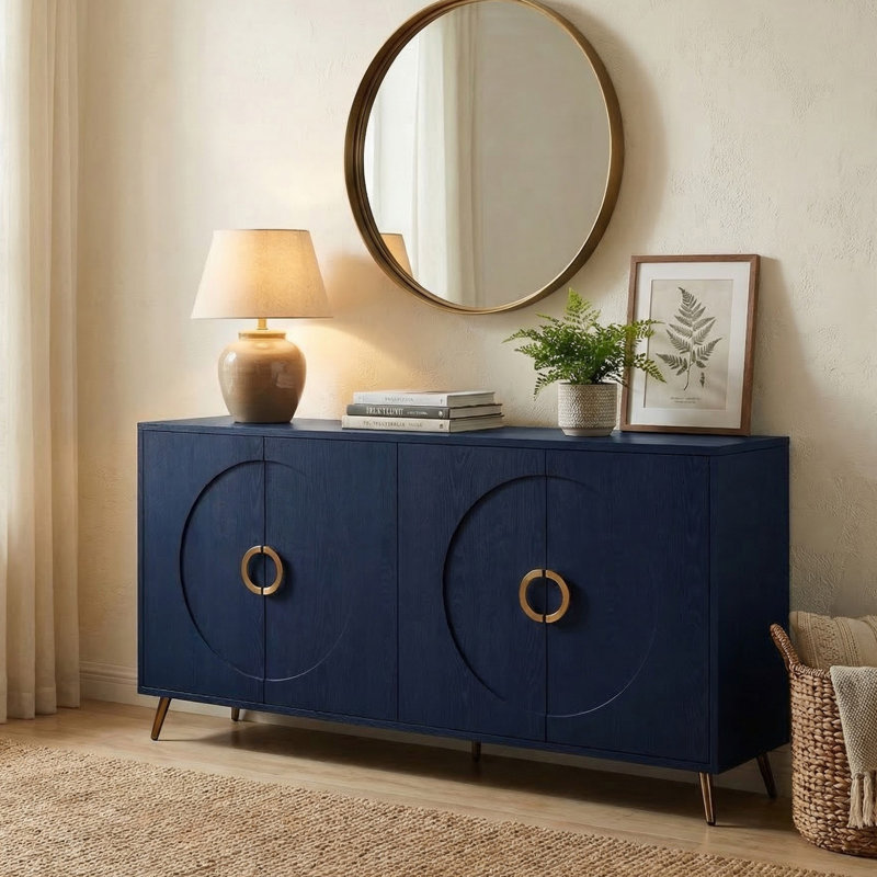 Console de 60 po pour le couloir, Bleu marine/doré