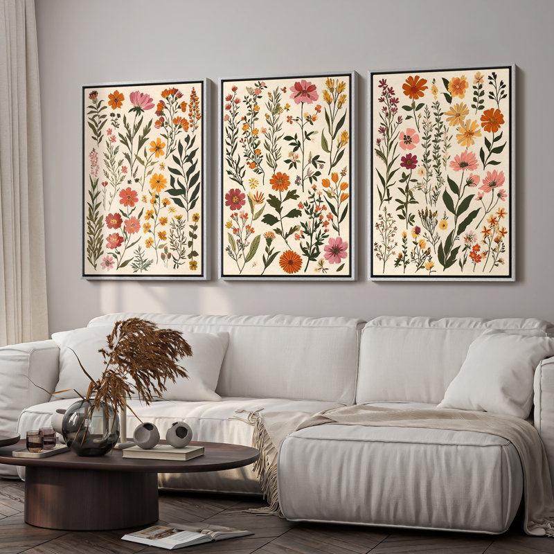 Art mural encadré, rétro, antique, classique pour chambre à coucher - 16 po x 24 po x 3 panneaux, H 24 po x l 16 po, Blanc