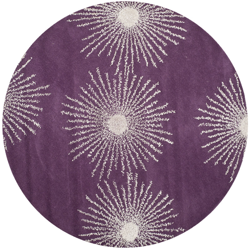 Amier Hand Tufted Wool And Viscose Abstract Rug, Round 8'