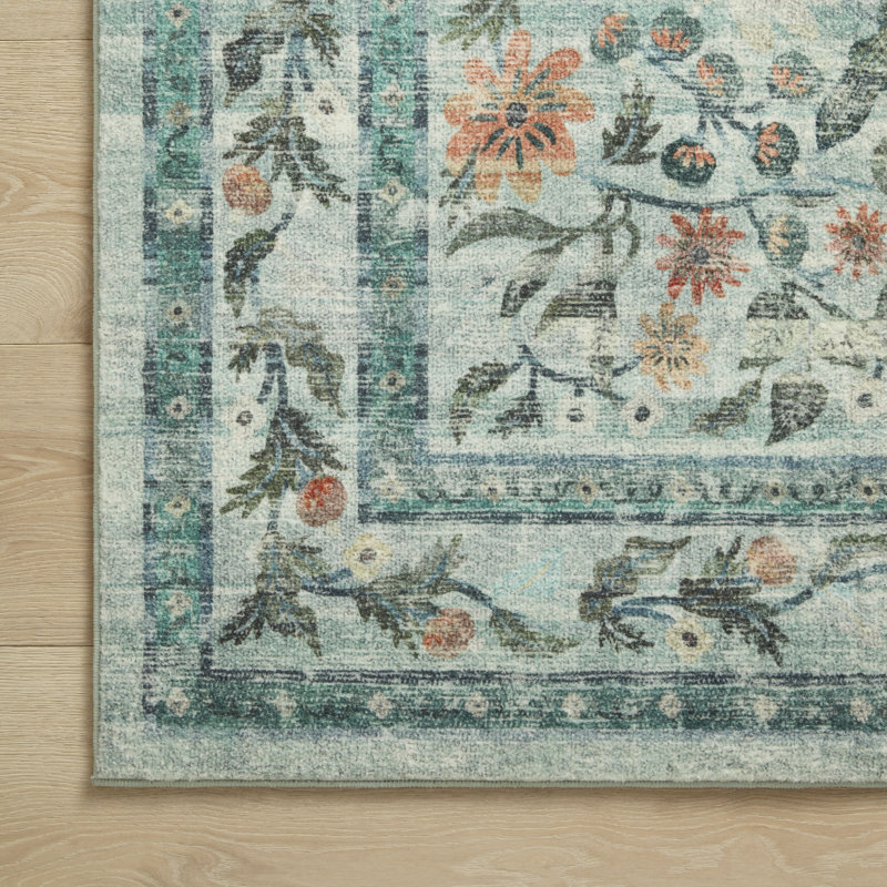 Rifle Paper Co. x Loloi Courtyard Sage Area Rug feat. CloudPile, Rectangle 3'6" x 5'6"