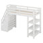 Lit mezzanine avec tablettes, escalier de rangement, petite armoire et lumière DEL-1227515599