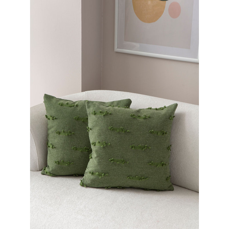 Ensemble de housse de coussin vert doux (2 pièces), 16,9 po x 16,9 po | Tissu 100% polyester, lavable à la machine | Housses de coussin décoratives durables et élégantes pour la maison, le salon et la chambre à coucher