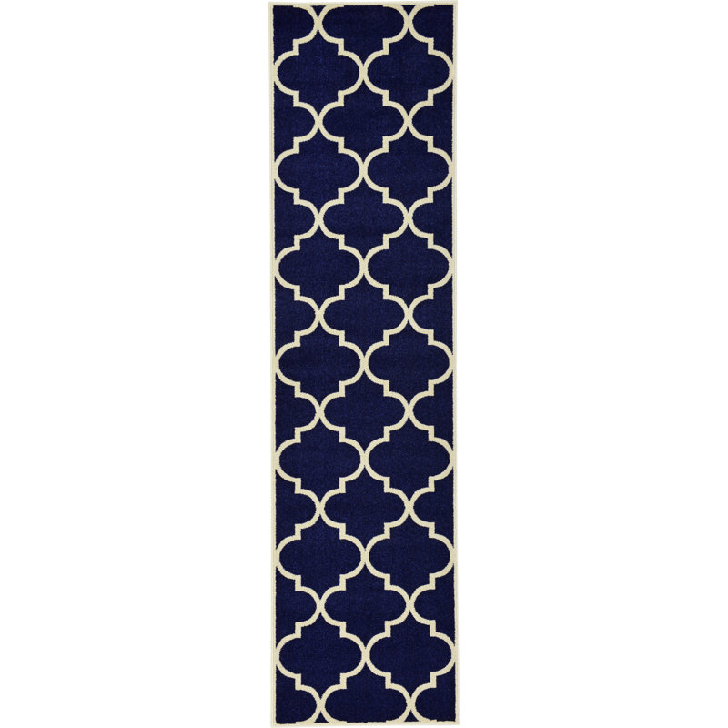 Tapis bleu marine / ivoire Molly, Tapis de couloir 2 pi 7 po x 10 pi