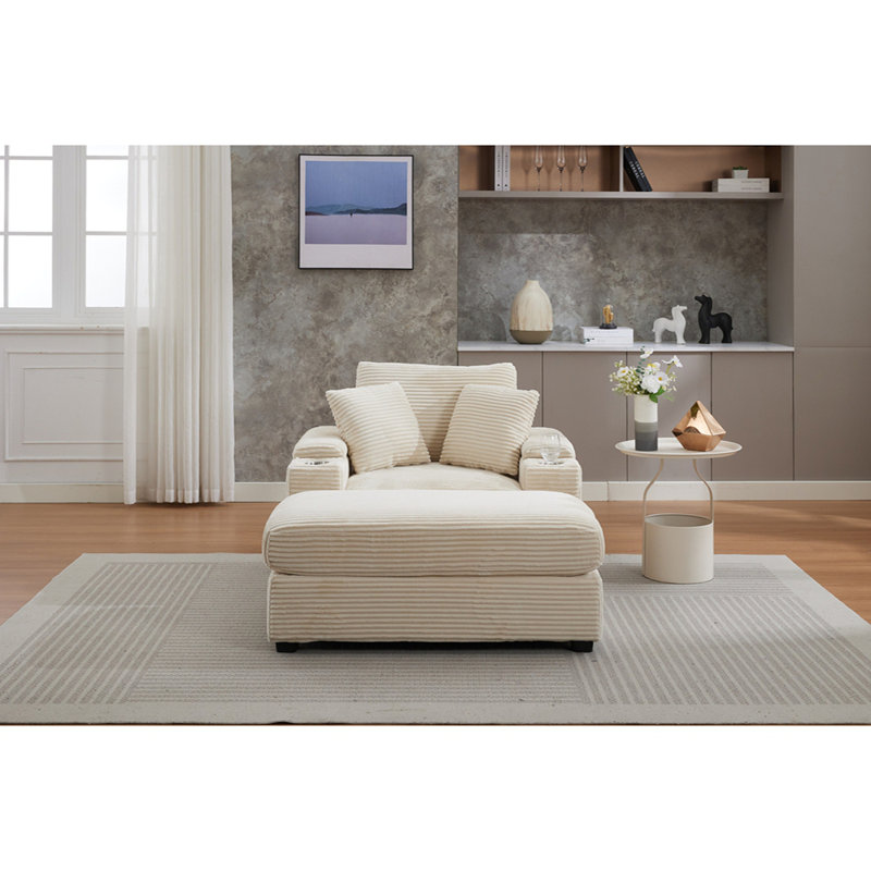 Canapé rembourré Corduroy, Beige