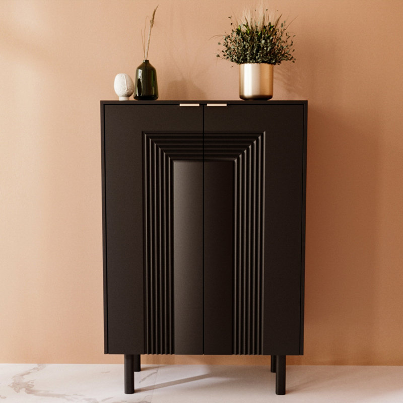 12 Pair Shoe Storage Cabinet, Black