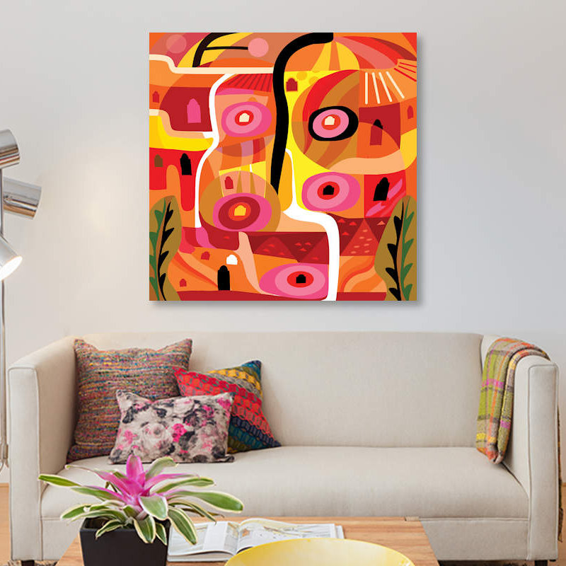 «Orange Silverlake» par Charles Harker, impression sur toile, H 18 po x l 18 po x P 1,5 po, Toile avec cadre noir