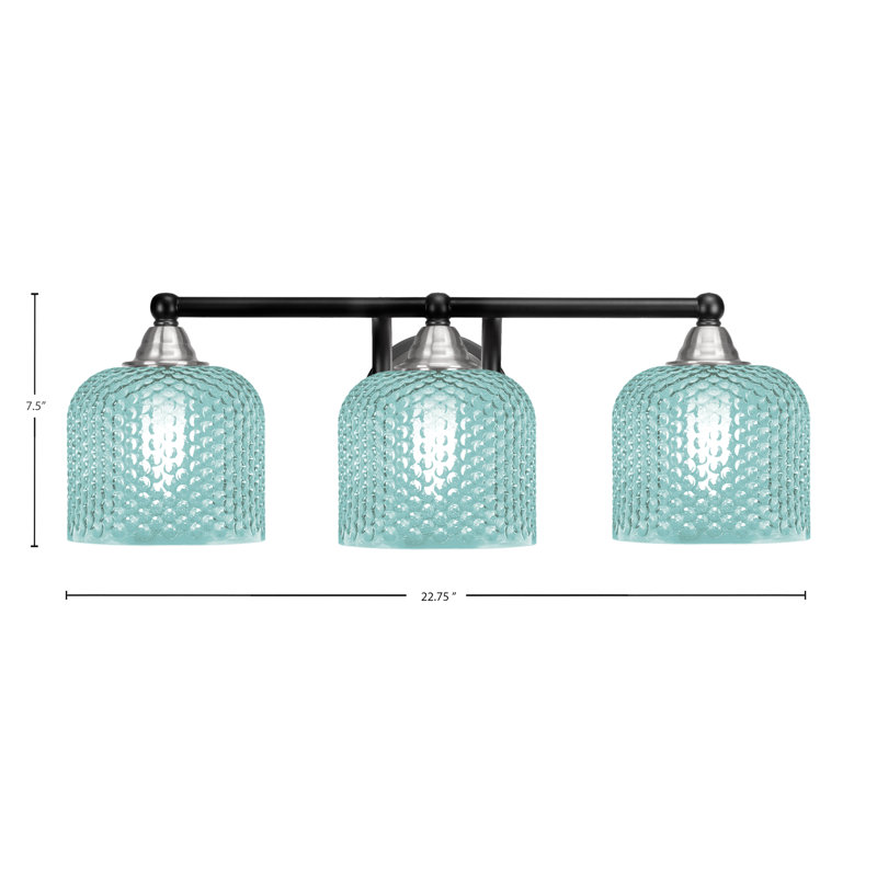 Barre d'éclairage de salle de bain 3 lumières noir mat et nickel brossé 6 "Paramount, H 7,5 po x l 22,75 po x P 8 po