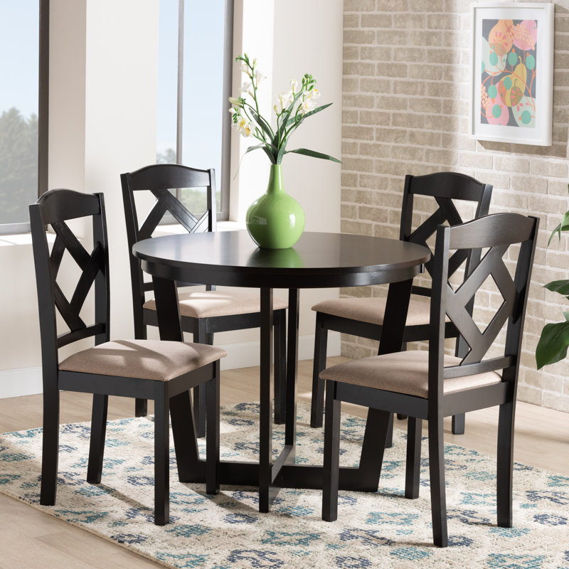 4 - Person Four Leg Dining Set, Dark Brown
