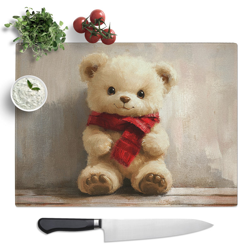Teddy Bear  Glass Chopping Board