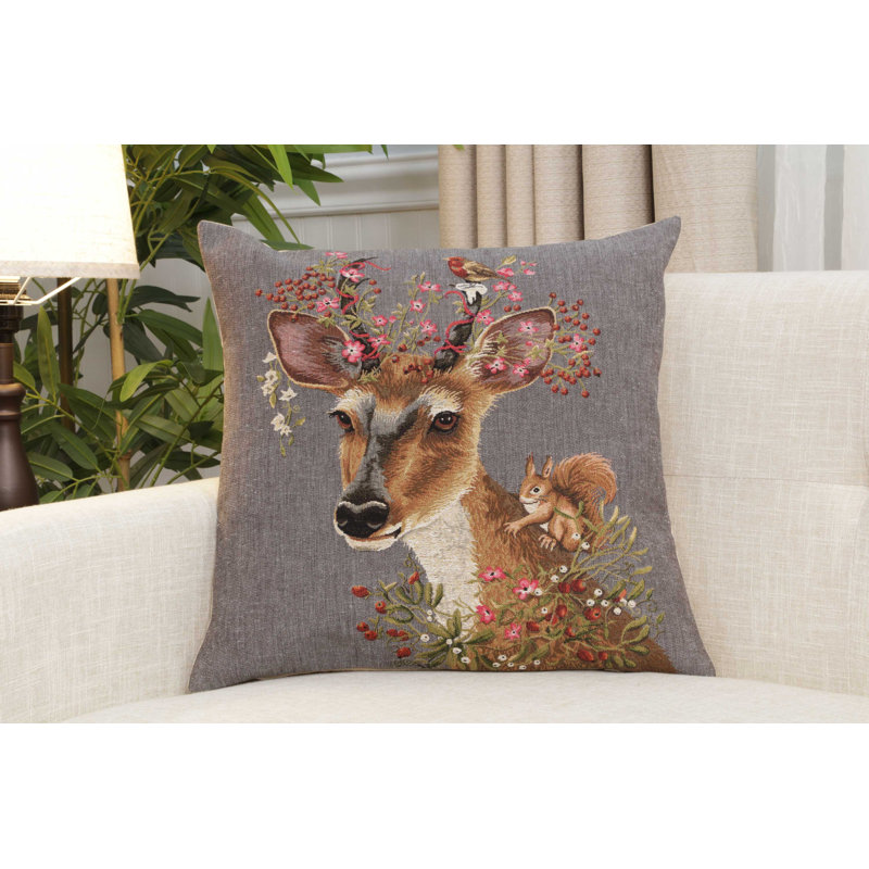 Forest Deer Grey European Cushion Covers, Brown/Gray/White Deer 5