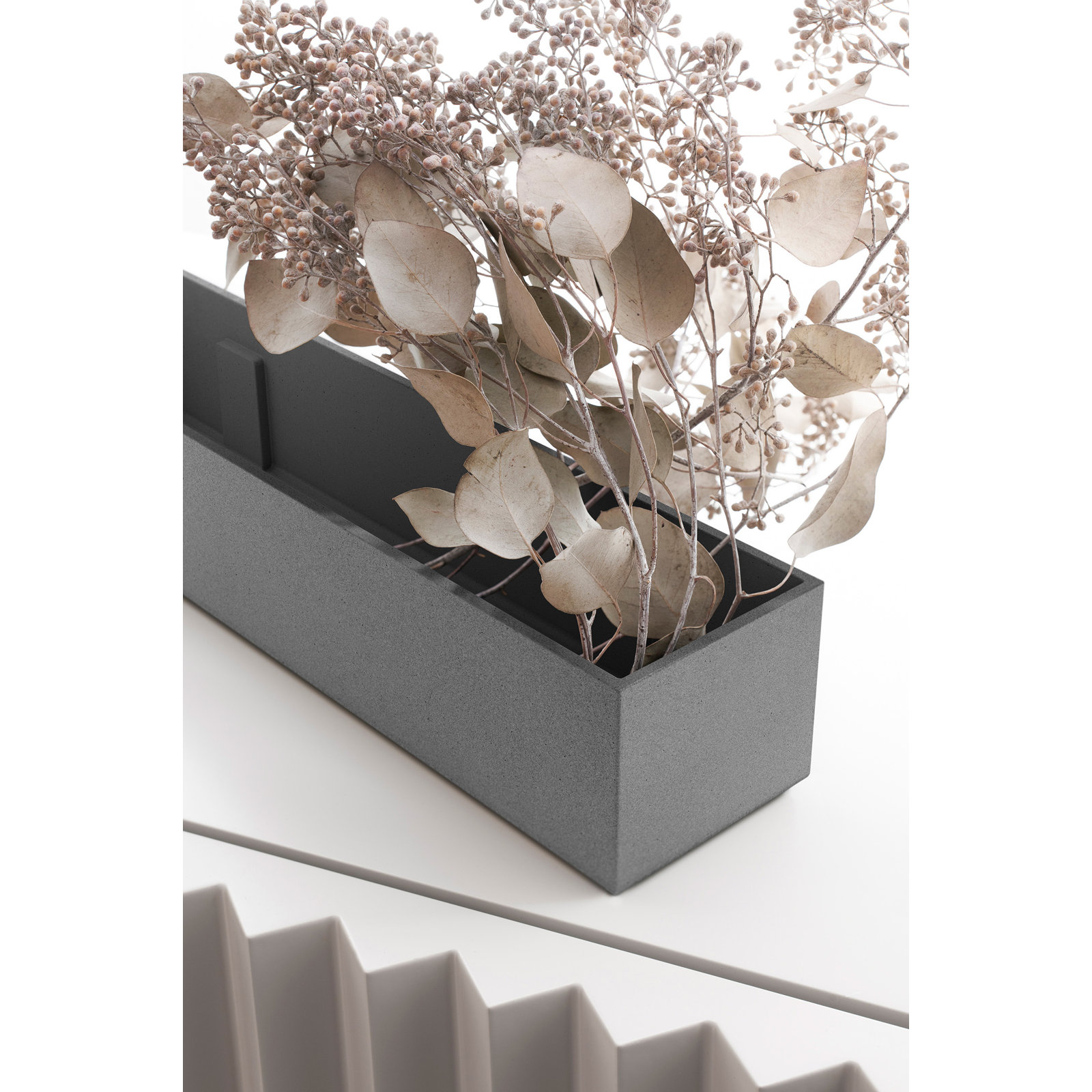 Geo Series Plastic Planter Box, 3" H x 16" W x 3.5" D, Set of 2, Gray