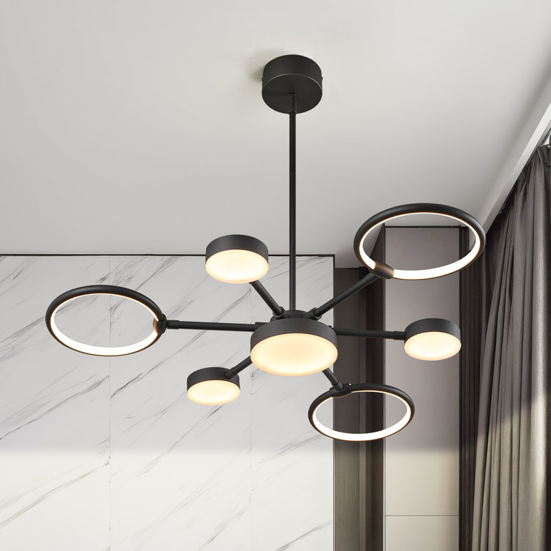 Luminaires suspendus ronds modernes Modern Industria, Noir, 7 lumières