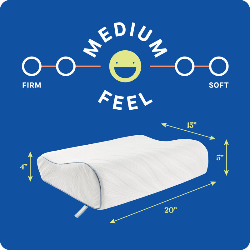 White Contour Memory Foam Pillow with Cooling Cover