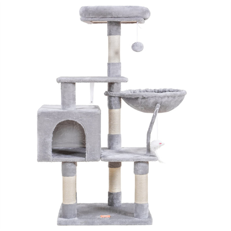Evola Cat Tree, 50.39" H x 15.75" W x 19.69" L, Gray