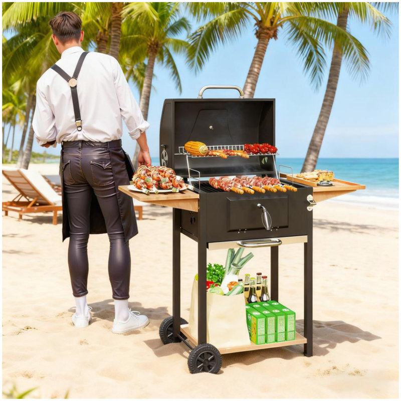 Barbecue au charbon de bois noir