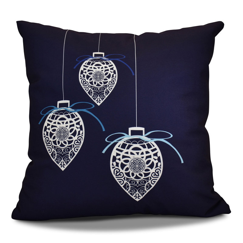 Holiday Wishes Geometric Reversible Throw Pillow, 26" H x 26" W, Navy Blue