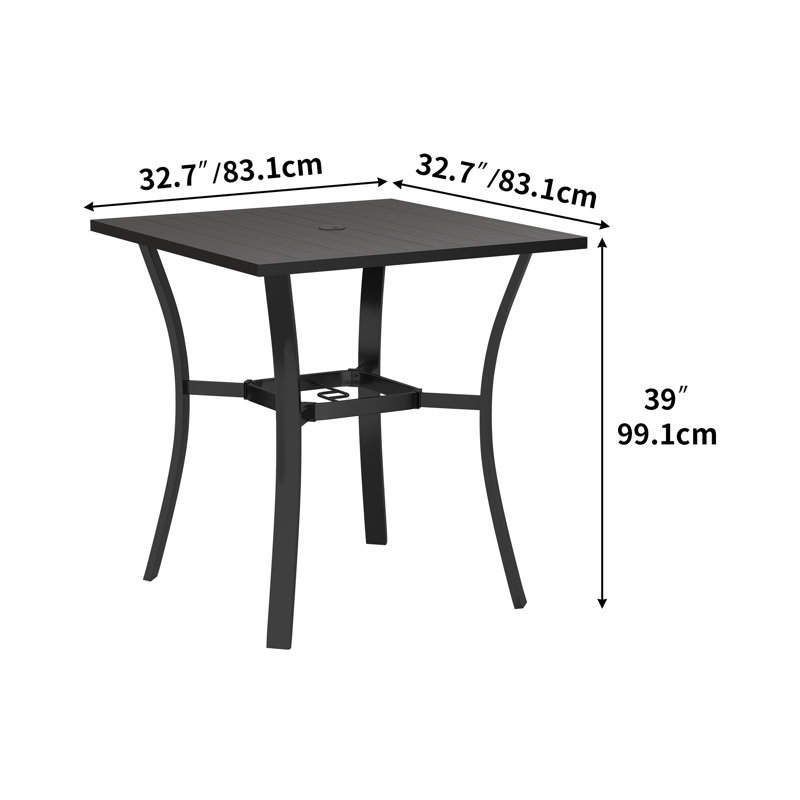 Table de salle à manger d'extérieur Soline, H 39 po x l 32,7 po x P 32,7 po