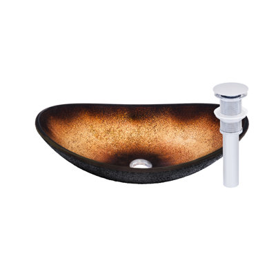 Novatto 14.5'' Copper/Black Glass Oval Bathroom Sink