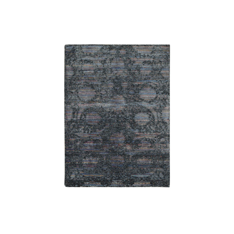 Tapis noir nouvel âge en soie rectangulaire 5 pi 10 po x 7 pi 10 po Buskey
