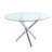 Kaizlyn Modern Round Glass Dining Table for 4-6 People, Clear Tempered Glass Top, Metal Cross Base, Round Kitchen Table for Dining Room, Circular Table for Small Space-876951156-876951144