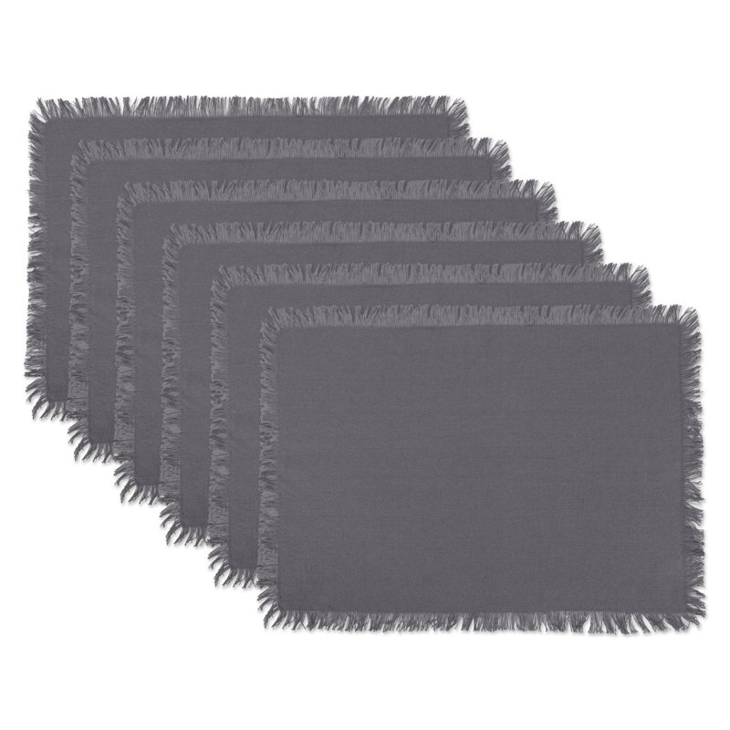 Laszlo Cotton Rectangle Placemat, Gray