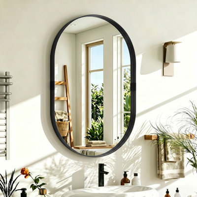 HOMCOM Oval Wall Mirror Elevated Aluminium Alloy Frame